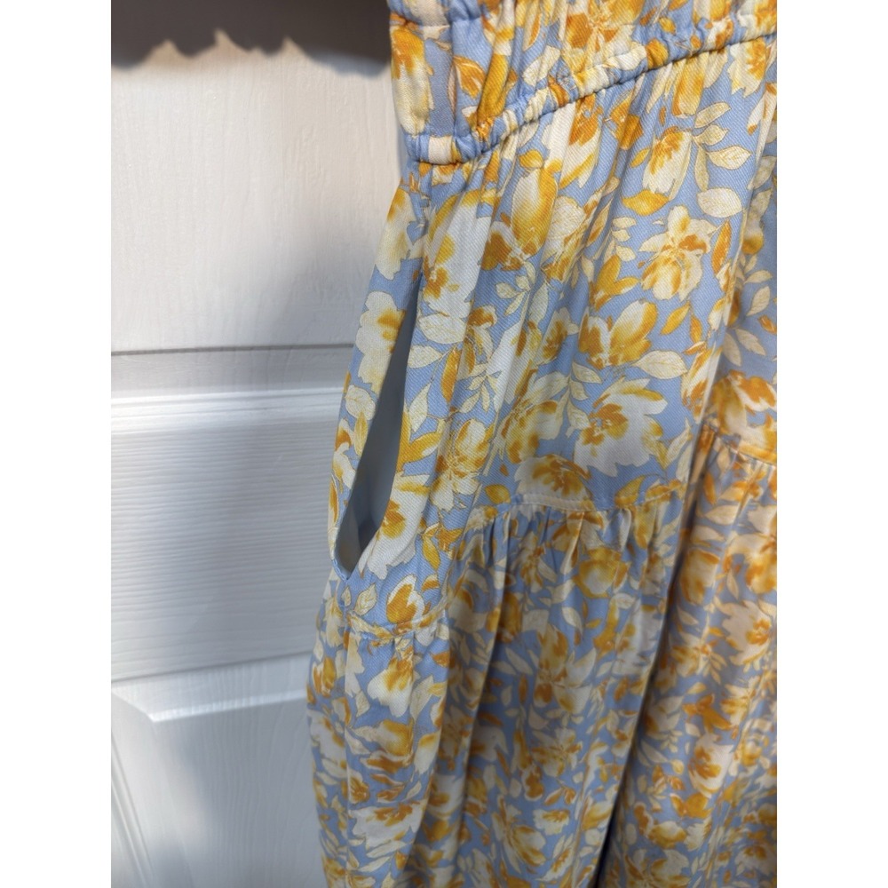 Tuckernuck Hyacinth House Blue and Orange Floral Puff Sleeve Pauline Midi Dress - Picture 6 of 16